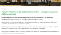 News zum Thema Managementsysteme in der Lebensmittelindustrie