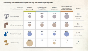 Verteilung der Umweltwirkungen entlang der Wertschöpfungskette in der Chemieindustrie