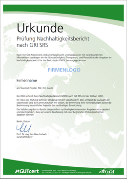 Beispiel einer Validierungsurkunde