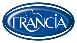 Logo der Francia Mozzarella; weiße Schrift in einem dunkelblauen Oval