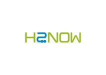 Logo der H2NOW GmbH; hellgrüne Schrift auf weißem Grund, die zwei mit zwei Punkten am unteren Strich und in blau
