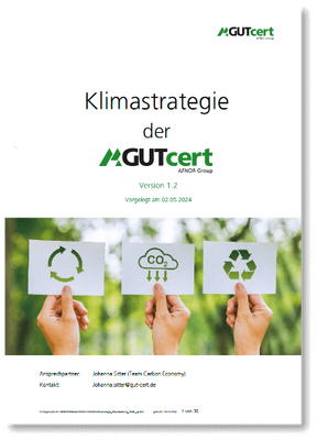 Klimastrategie der GUTcert Deckblatt der Klimastrategie der GUTcert