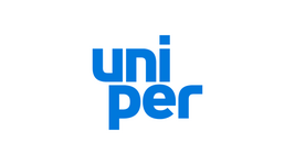 Logo der Uniper SE; blaue Schrift auf weißem Grund