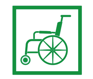 Symbolbild eines grünen Rollstuhls