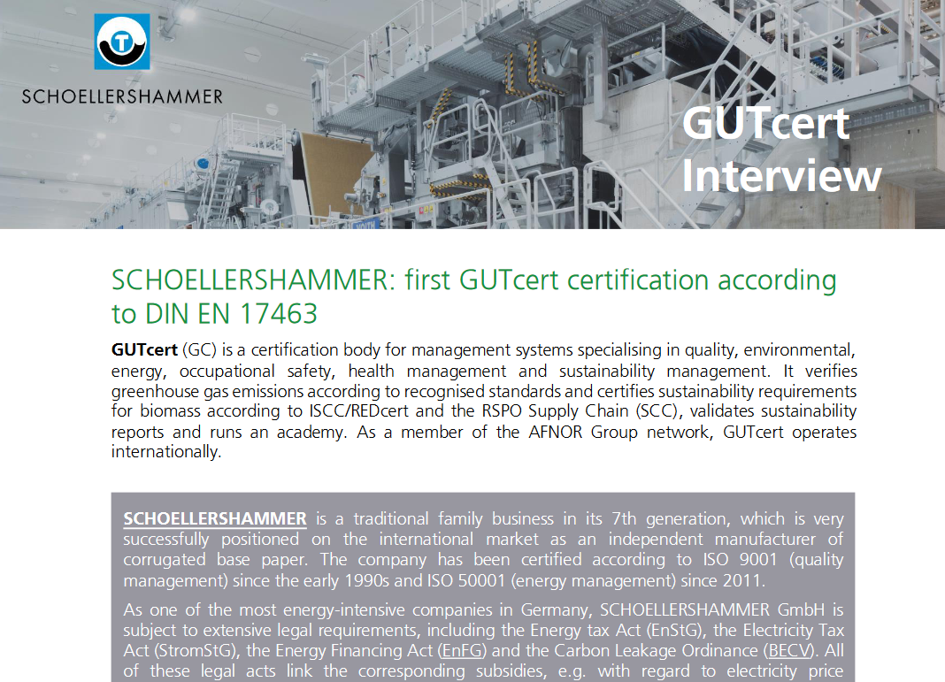 Interview with corrugated board manufacturer Schöllershammer on VALERI certification