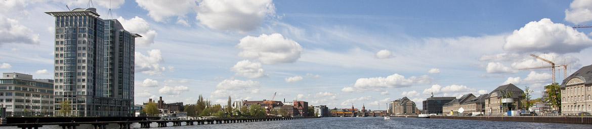 Blick auf die Treptowers über die Spree